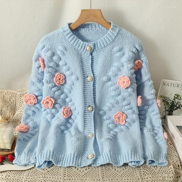 3D flower maka knit cardigan