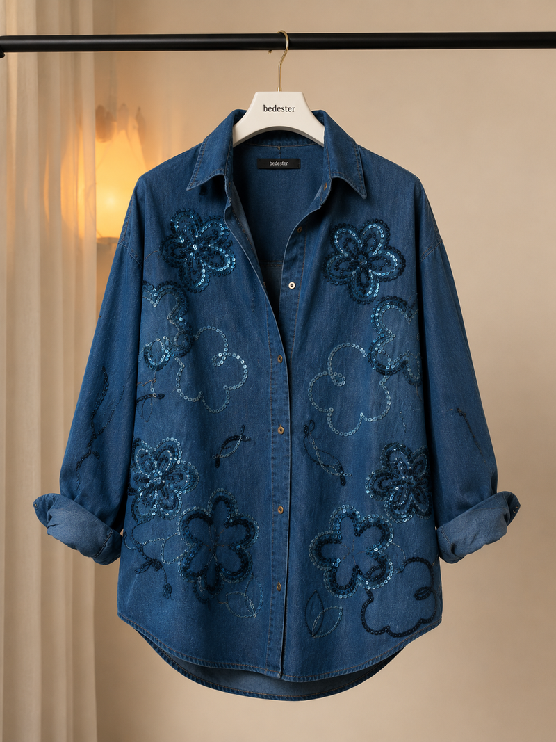 Sequin Spark Denim Shirt- Bestseller