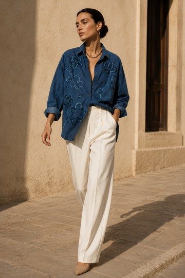 Sequin Spark Denim Shirt- Bestseller