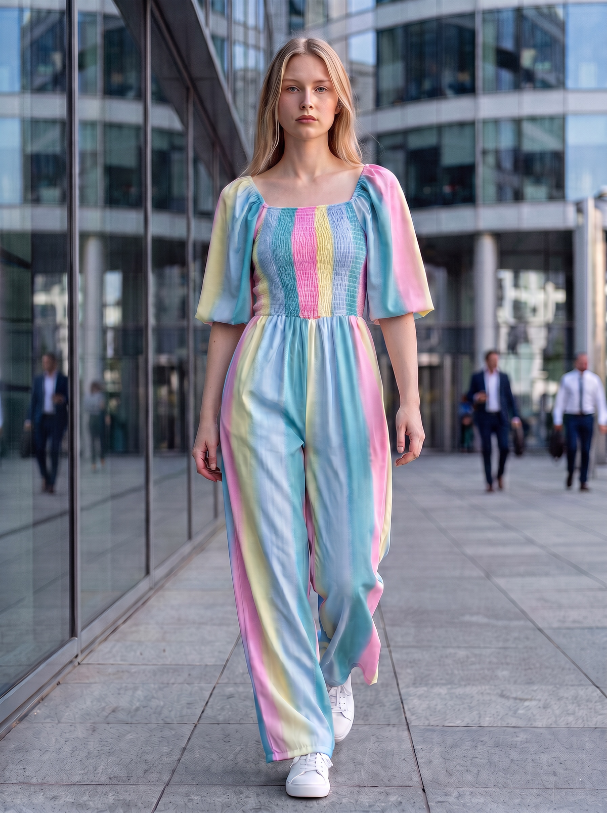 Pastel Multi-color Striped Jumpsuit:
