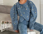 Studded sapphire denim Top- Bestseller