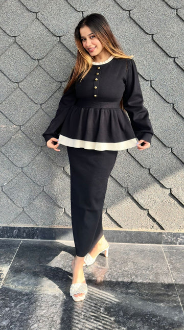 Beats up peplum and skirt set