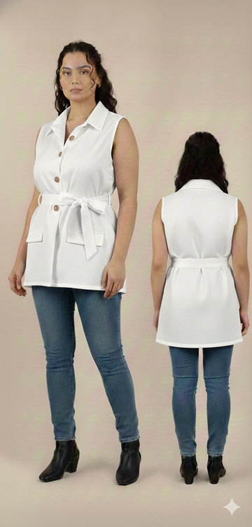 Azure tailored waistcoat top- Bestseller