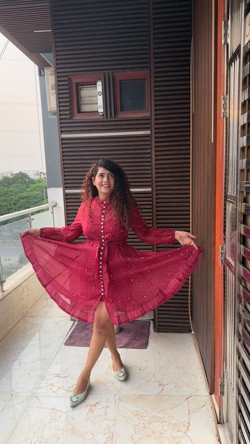 Wine bloom dress