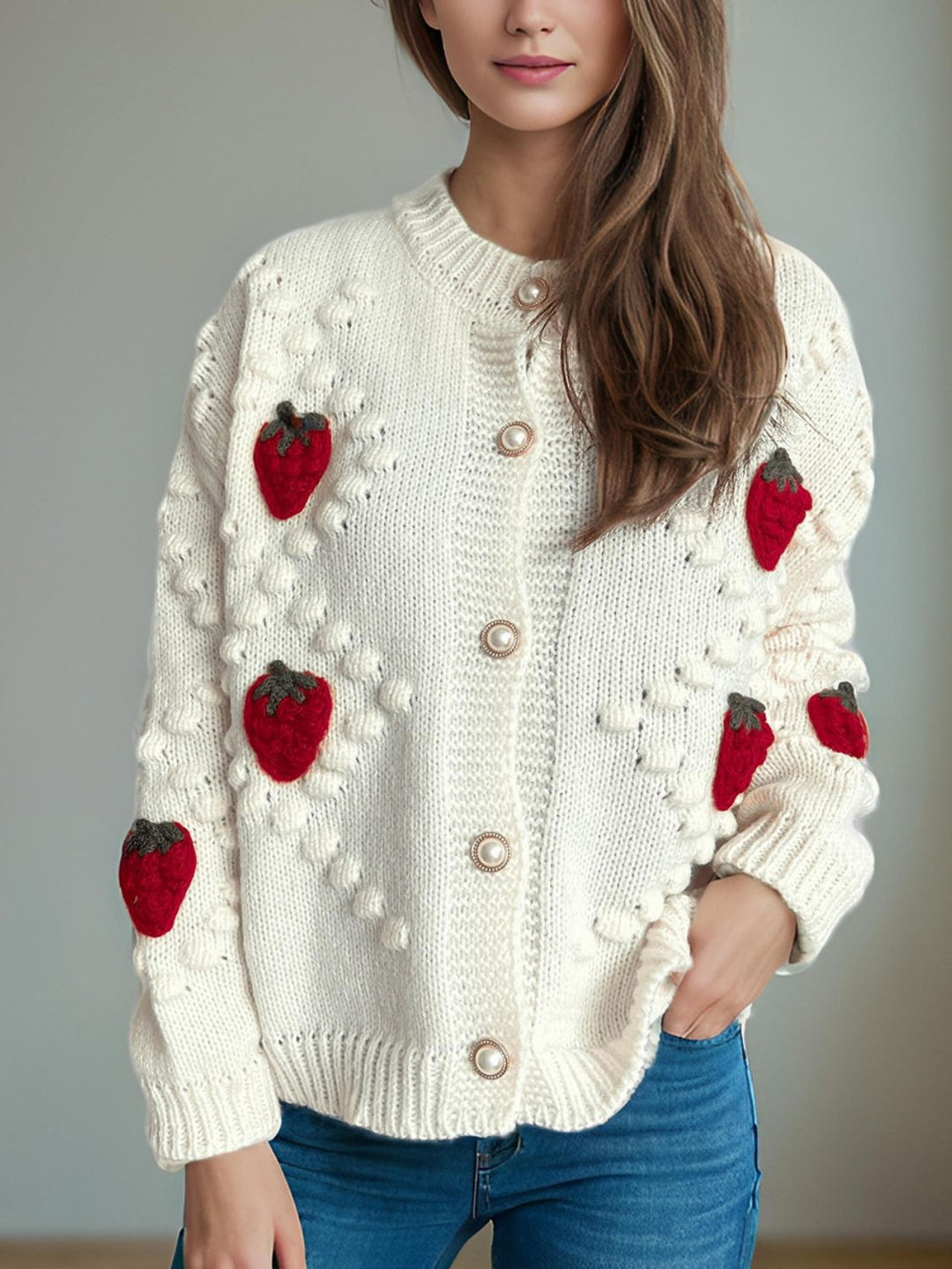 Staw and knit cardigan