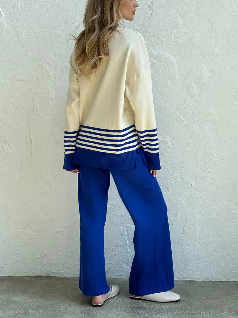 Contrast Stripe Winter Knit Set