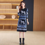 Baroque Horse Motif Jacquard Dress