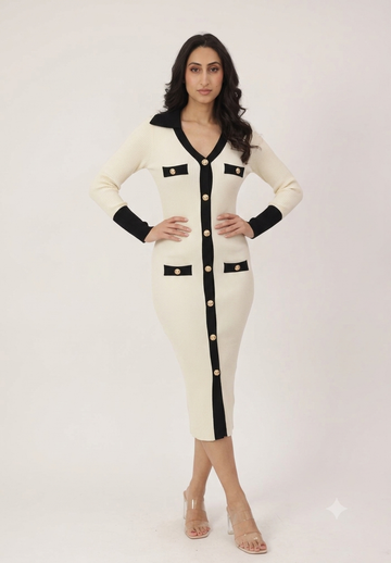 Button-Down Ribbed Knit Dress
