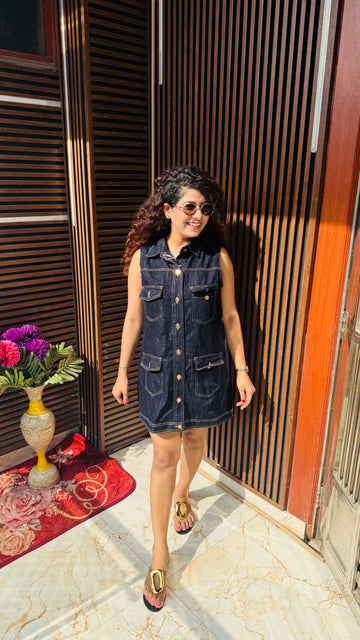 Noir Chic Denim Dress- Bestseller