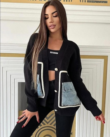 Denim Pocket Knit Cardigan