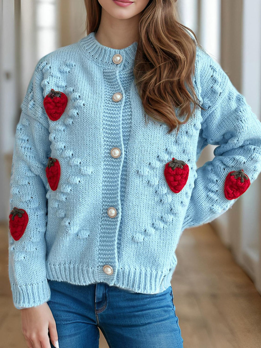 Staw and knit cardigan