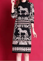 Baroque Horse Motif Jacquard Dress