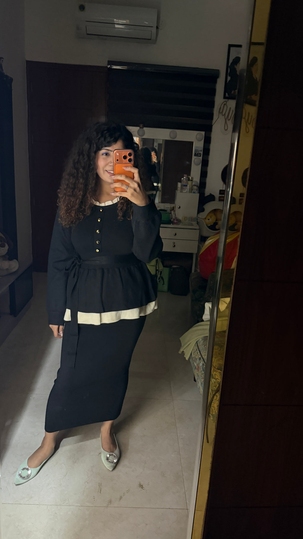 Beats up peplum and skirt set