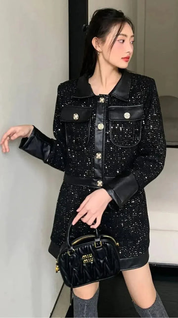 Winter tweed sequin skirt set ( original )