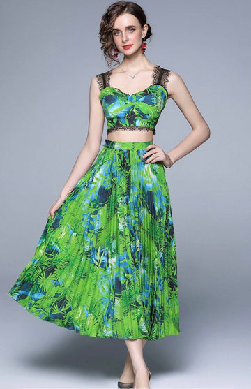Tropical beach brum Skirt set/ Dress