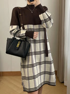 Plaid Knit One-Piece Dress