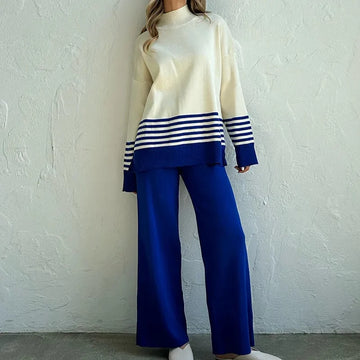 Contrast Stripe Winter Knit Set