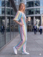 Pastel Multi-color Striped Jumpsuit:
