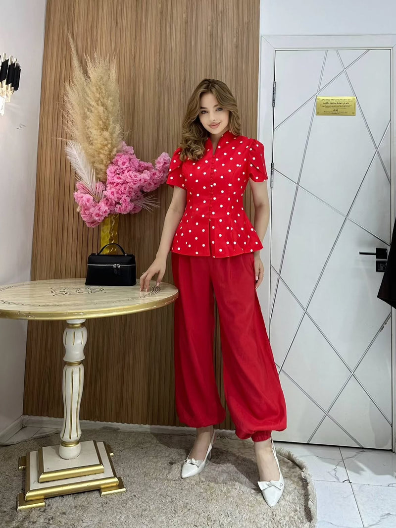 Polka Peplum Co-ord Set- Bestseller