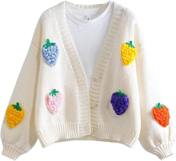 3D Hand-Knitted Fruit Cardigan