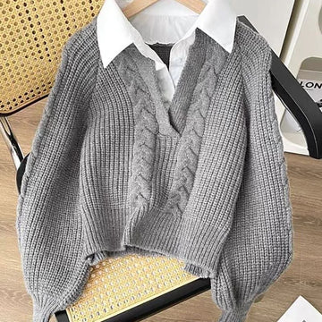 Egan shirt attachéd pullover