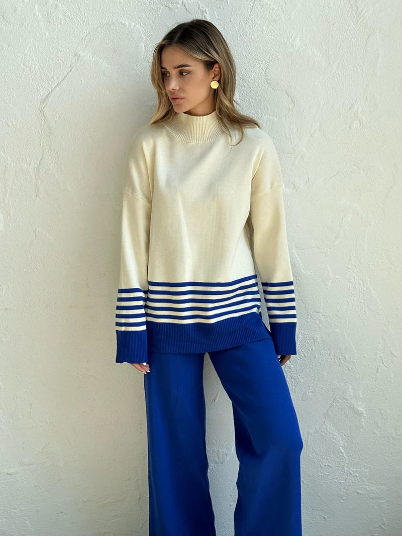 Contrast Stripe Winter Knit Set