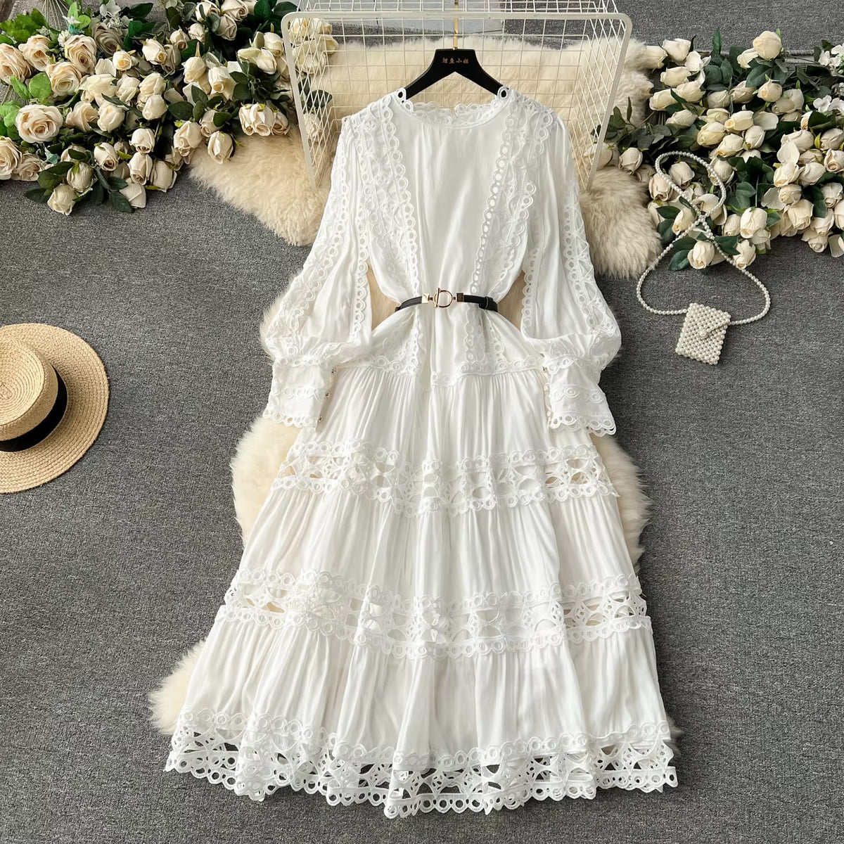 Angelique Tiered Maxi Dress with belt- Bestseller