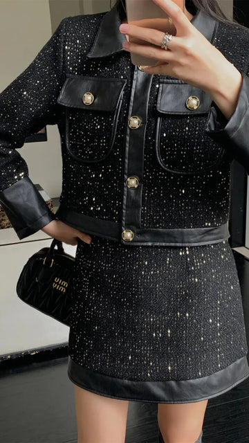Winter tweed sequin skirt set ( original )