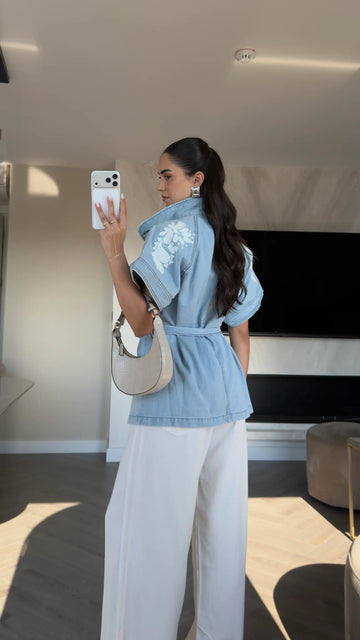 Bloom Utility Denim Shirt- Bestseller- Premium Fabric- Bestseller