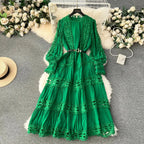 Angelique Tiered Maxi Dress with belt- Bestseller