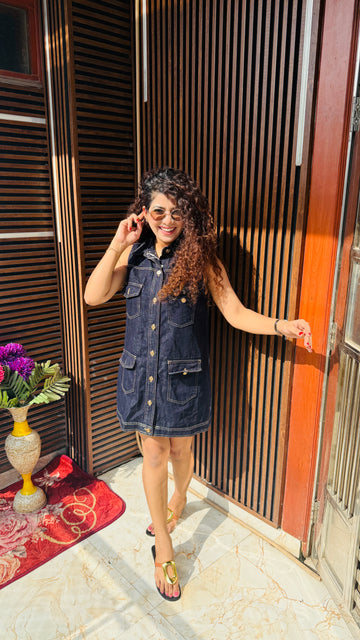 Noir Chic Denim Dress- Bestseller