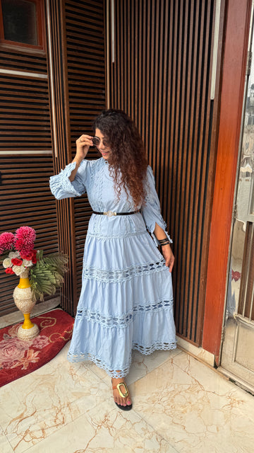 Angelique Tiered Maxi Dress with belt- Bestseller