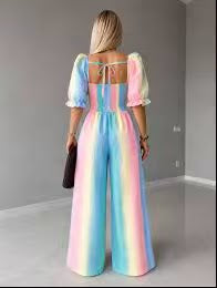 Pastel Multi-color Striped Jumpsuit: