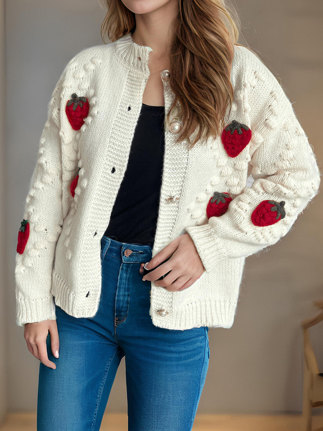 Staw and knit cardigan