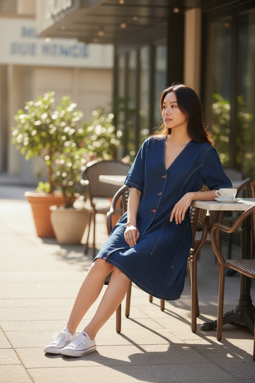 Navrasa Luxe Heavy Denim Fit & Flare Dress