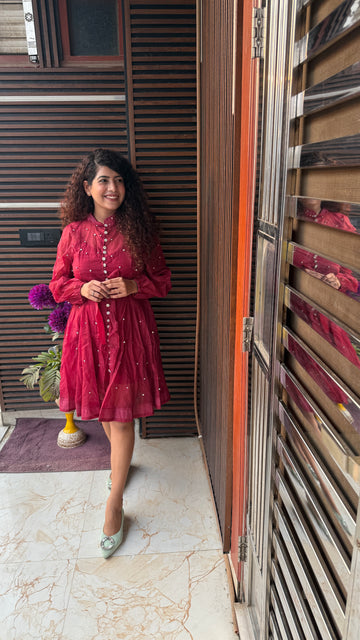 Wine bloom dress