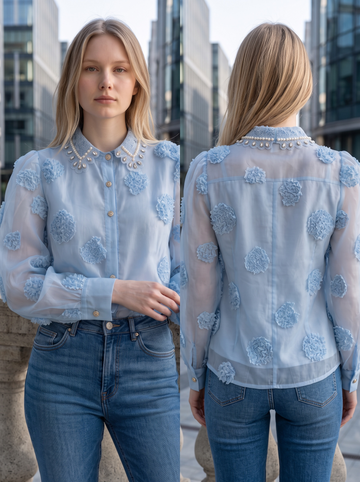 * 3D Floral Organza Top