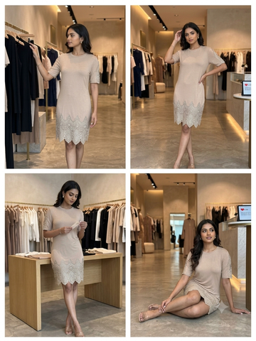 Beige Lace Elegance Dress