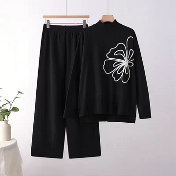 Floral Embroidered Soft Knit Co-ord Set