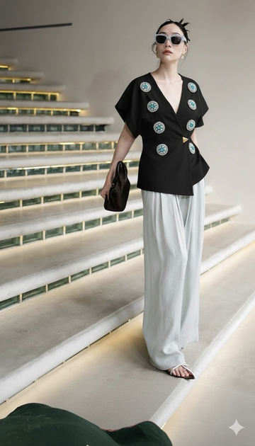 Eclipse embellished wrap blazer