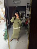 Beats up peplum and skirt set